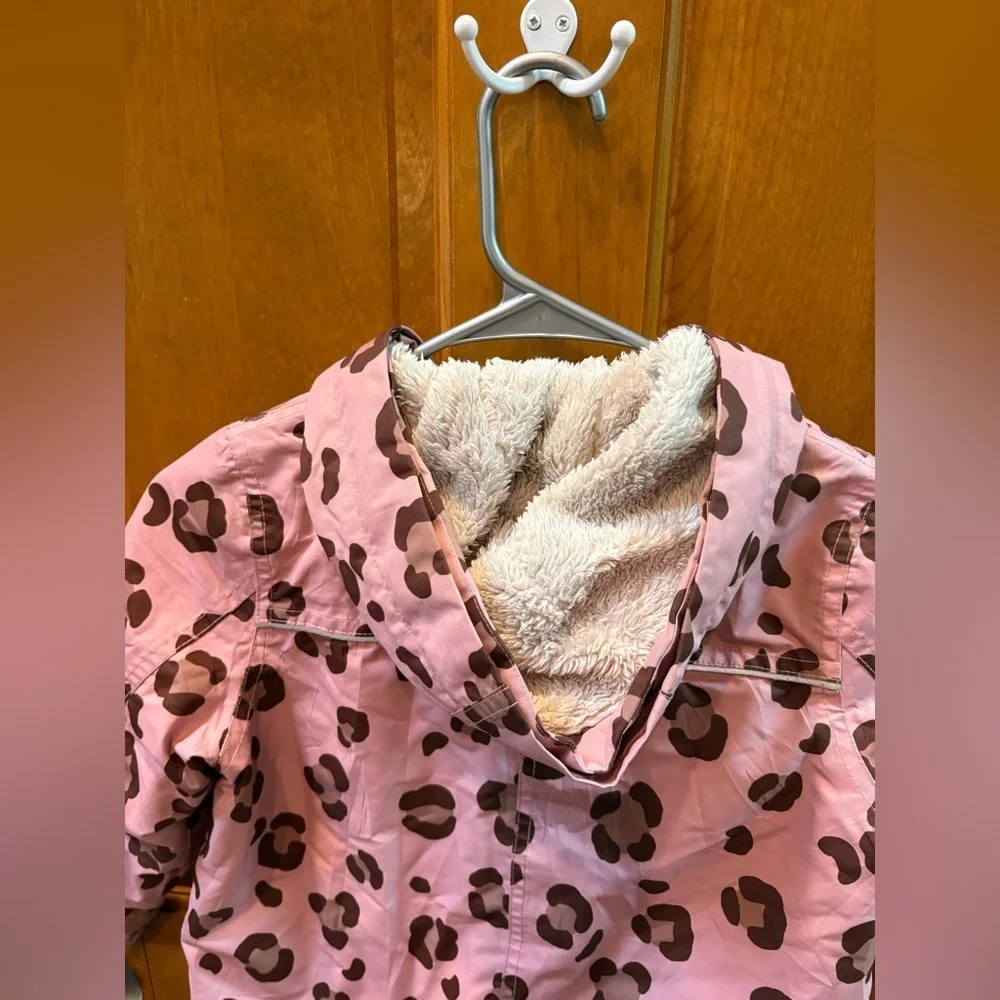 Mini Boden Pink Animal Print Waterproof Parka Size 5-6y
